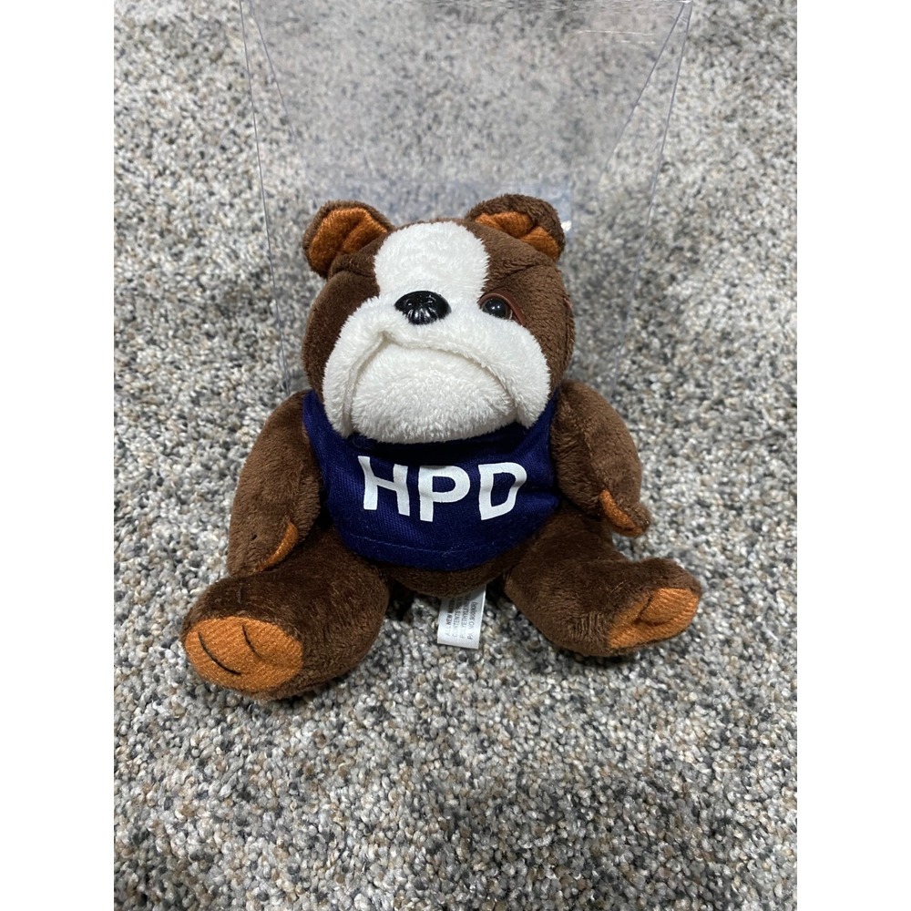 Steven‎ Smith Stuffed Animals HPD Bulldog Plush Brown White Navy Blue Mascot Toy
